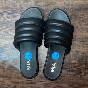 MIA Black Quilted Slide Sandals